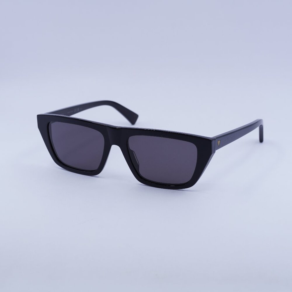 Bottega Veneta BV1291S 001 Sunglasses Black Rectangle Frame, Grey Lenses